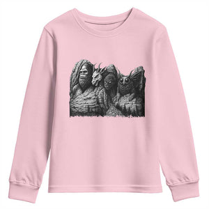 Cryptid Mount Rushmore Youth Sweatshirt Bigfoot Mothman Jersey Devil Chupacabra TS12 Light Pink Print Your Wear