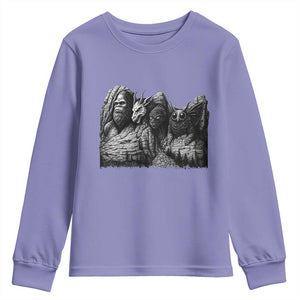 Cryptid Mount Rushmore Youth Sweatshirt Bigfoot Mothman Jersey Devil Chupacabra TS12 Violet Print Your Wear