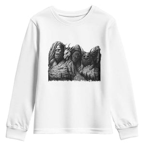 Cryptid Mount Rushmore Youth Sweatshirt Bigfoot Mothman Jersey Devil Chupacabra TS12 White Print Your Wear