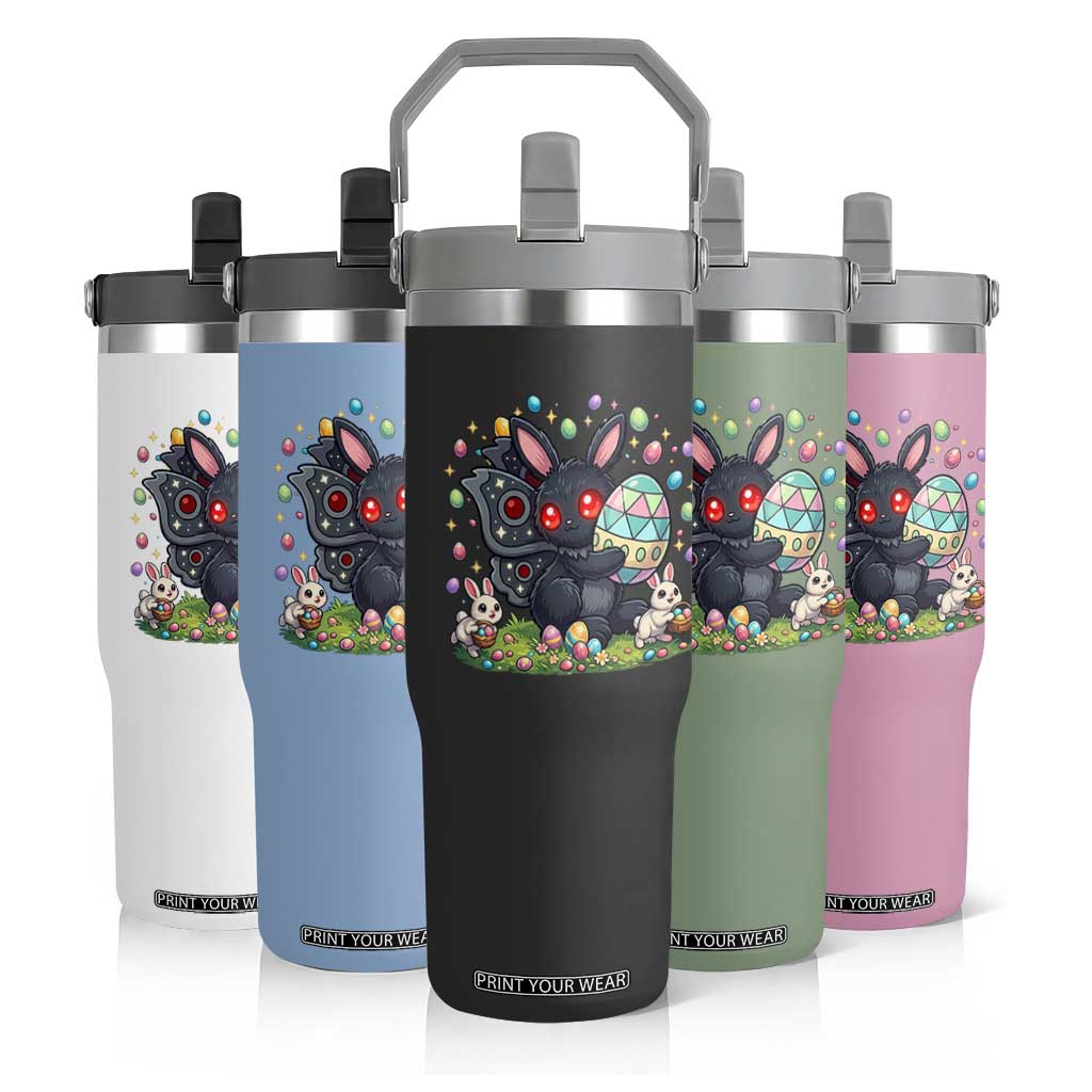 Funny Mothman Easter Bunny Ears Flip Straw Tumbler Cryptid Lover Gift TS12 Print Your Wear