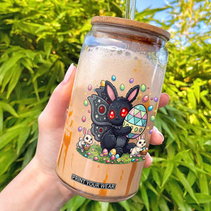 Funny Mothman Easter Bunny Ears Glass Can Cryptid Lover Gift TS12 Black Print Your Wear