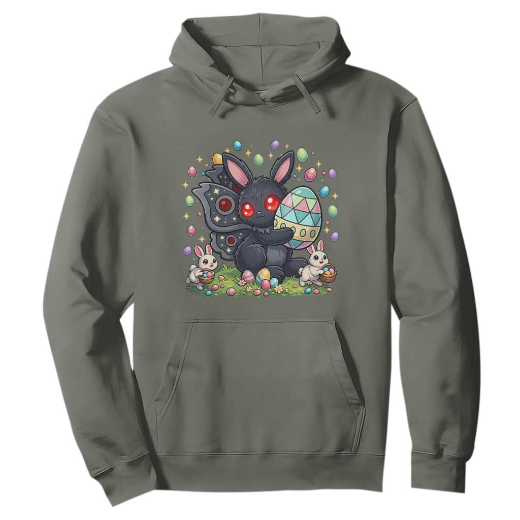 Funny Mothman Easter Bunny Ears Hoodie Cryptid Lover Gift TS12 Military Green Print Your Wear