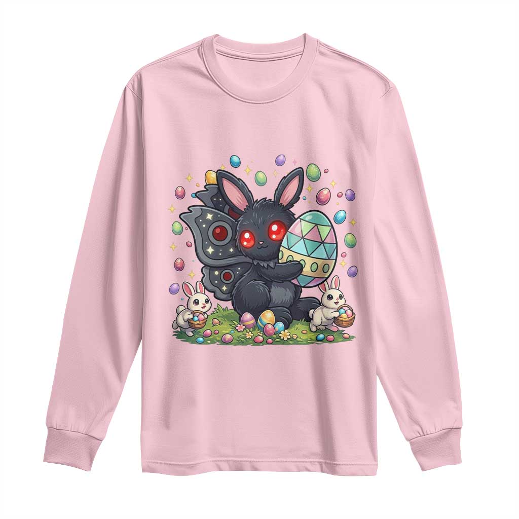 Funny Mothman Easter Bunny Ears Long Sleeve Shirt Cryptid Lover Gift TS12 Light Pink Print Your Wear