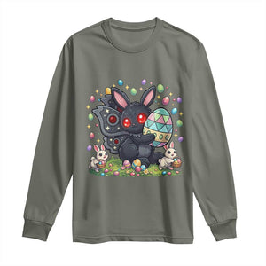 Funny Mothman Easter Bunny Ears Long Sleeve Shirt Cryptid Lover Gift TS12 Military Green Print Your Wear