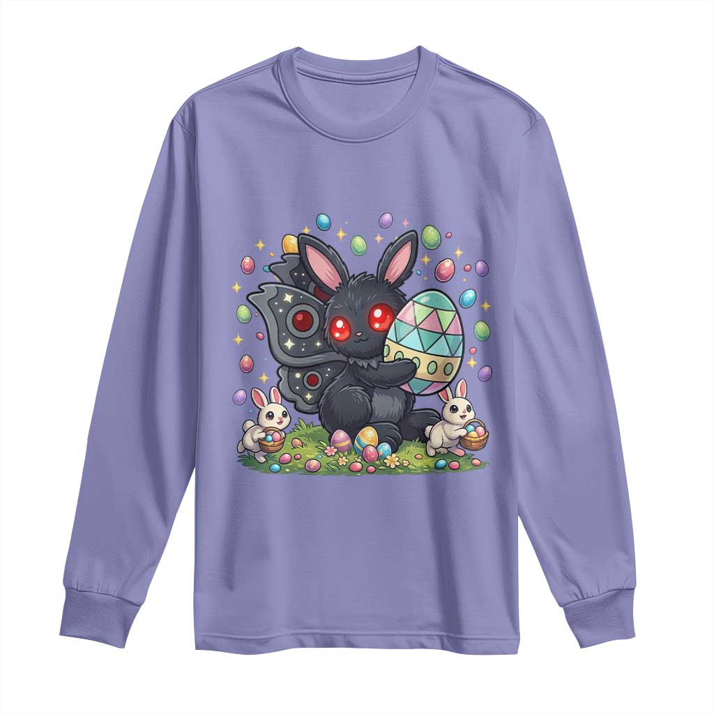 Funny Mothman Easter Bunny Ears Long Sleeve Shirt Cryptid Lover Gift TS12 Violet Print Your Wear