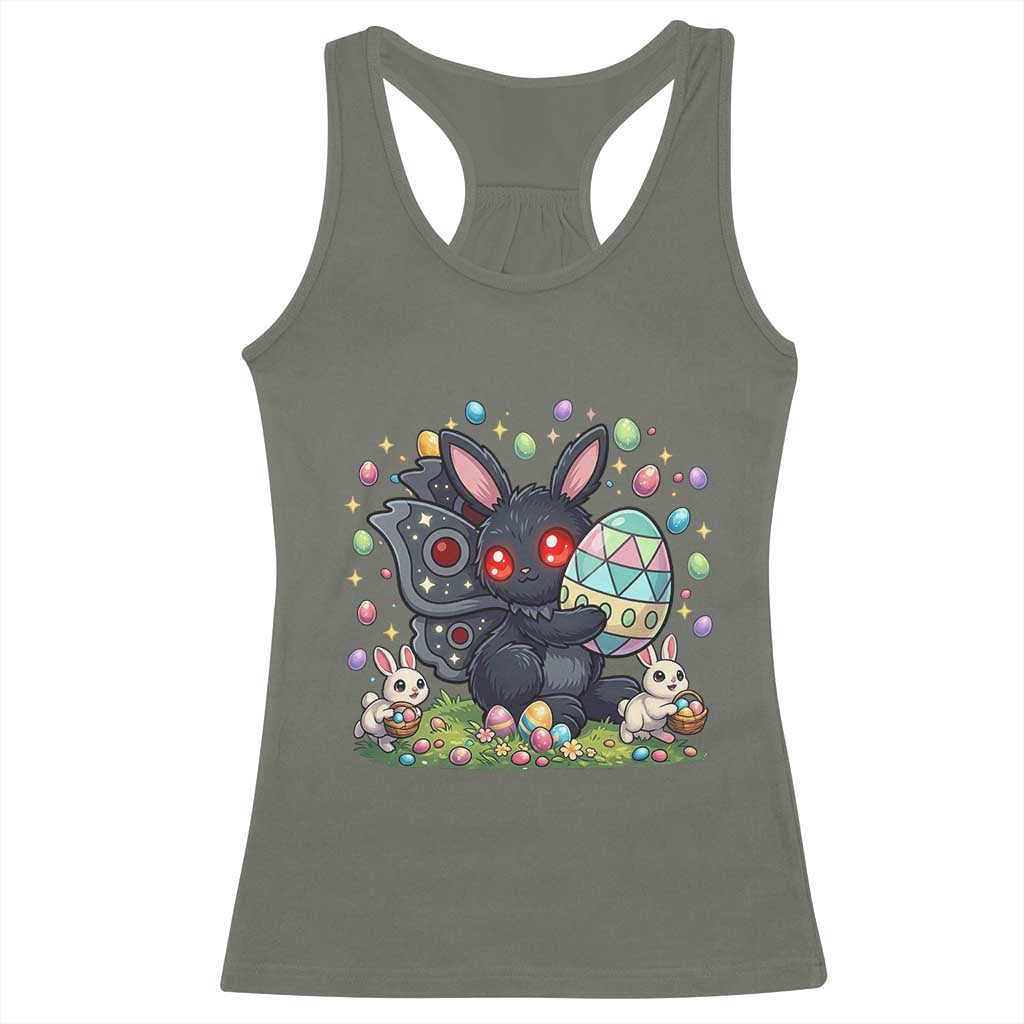 Funny Mothman Easter Bunny Ears Racerback Tank Top Cryptid Lover Gift TS12 Military Green Print Your Wear