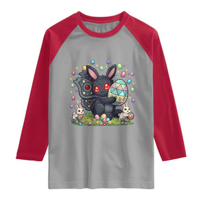 Funny Mothman Easter Bunny Ears Raglan Shirt Cryptid Lover Gift TS12 Sport Gray Red Print Your Wear