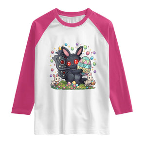 Funny Mothman Easter Bunny Ears Raglan Shirt Cryptid Lover Gift TS12 White Heliconia Print Your Wear