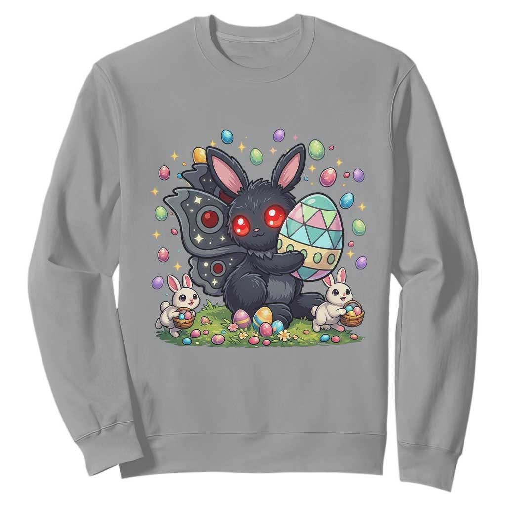 Funny Mothman Easter Bunny Ears Sweatshirt Cryptid Lover Gift TS12 Sport Gray Print Your Wear