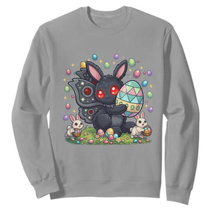 Funny Mothman Easter Bunny Ears Sweatshirt Cryptid Lover Gift TS12 Sport Gray Print Your Wear