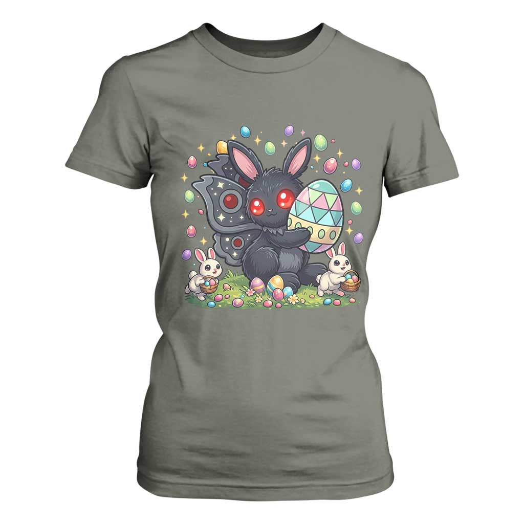 Funny Mothman Easter Bunny Ears T Shirt For Women Cryptid Lover Gift TS12 Military Green Print Your Wear
