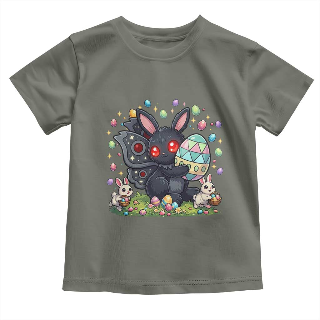 Funny Mothman Easter Bunny Ears Toddler T Shirt Cryptid Lover Gift TS12 Military Green Print Your Wear