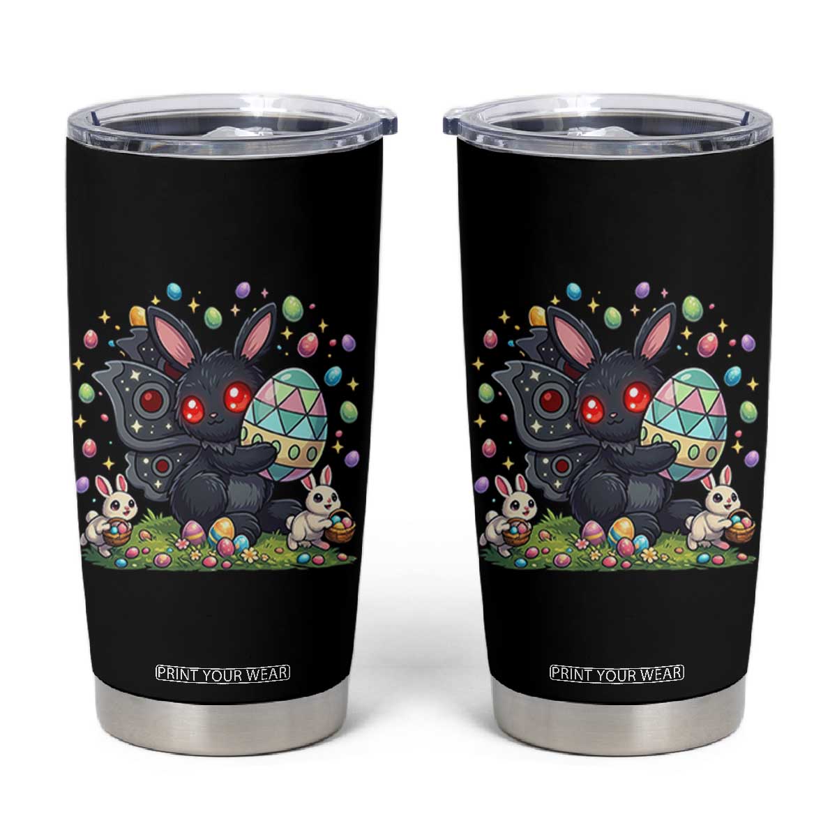 Funny Mothman Easter Bunny Ears Tumbler Cup Cryptid Lover Gift TS12 Black Print Your Wear