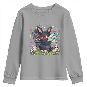 Funny Mothman Easter Bunny Ears Youth Sweatshirt Cryptid Lover Gift TS12 Sport Gray Print Your Wear