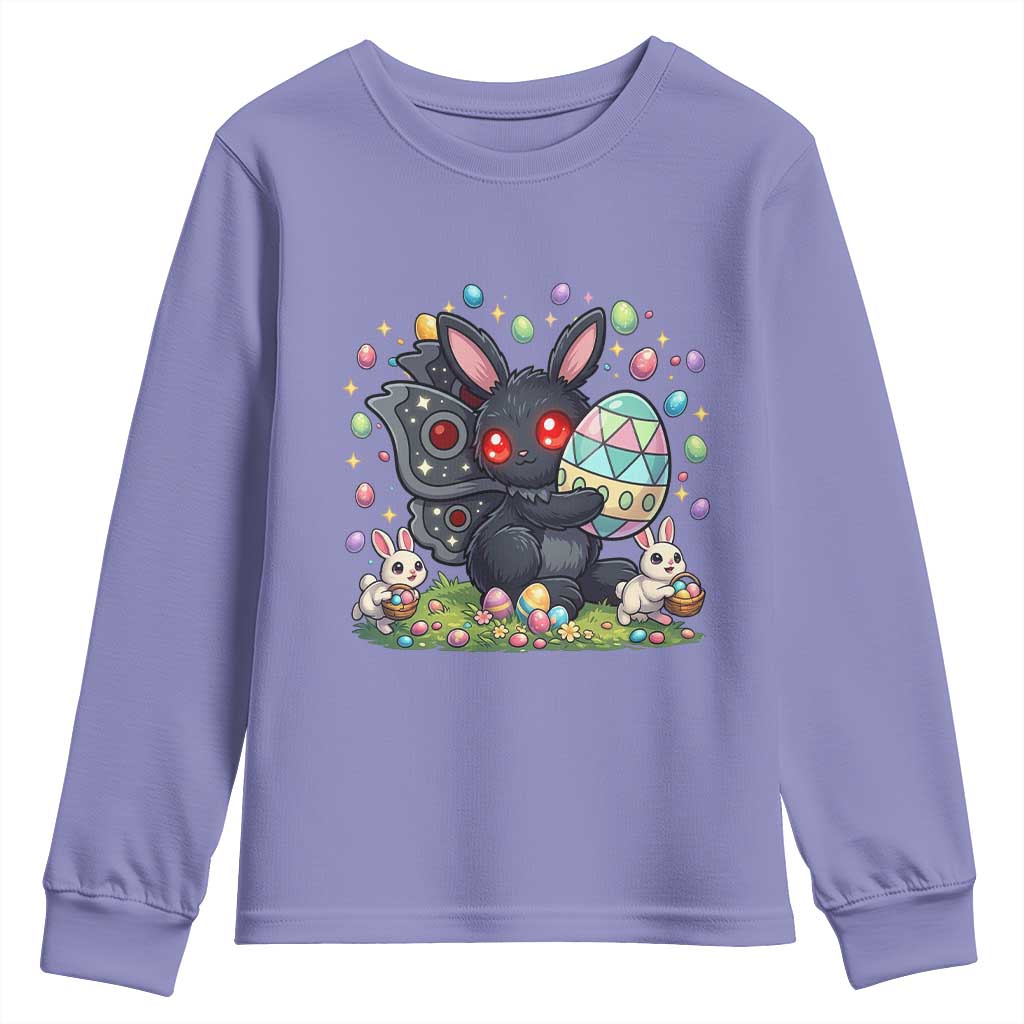 Funny Mothman Easter Bunny Ears Youth Sweatshirt Cryptid Lover Gift TS12 Violet Print Your Wear