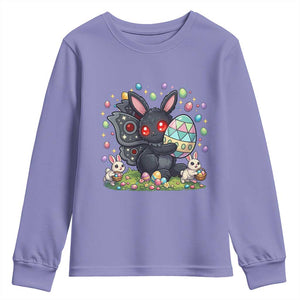 Funny Mothman Easter Bunny Ears Youth Sweatshirt Cryptid Lover Gift TS12 Violet Print Your Wear