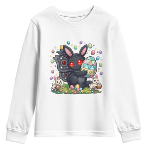 Funny Mothman Easter Bunny Ears Youth Sweatshirt Cryptid Lover Gift TS12 White Print Your Wear