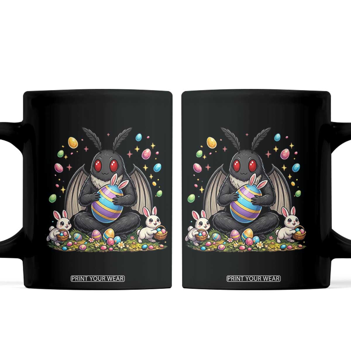 Mothman Easter Bunny Coffee Mug Funny West Virginia Cryptid Lover Gift TS12 Black Print Your Wear