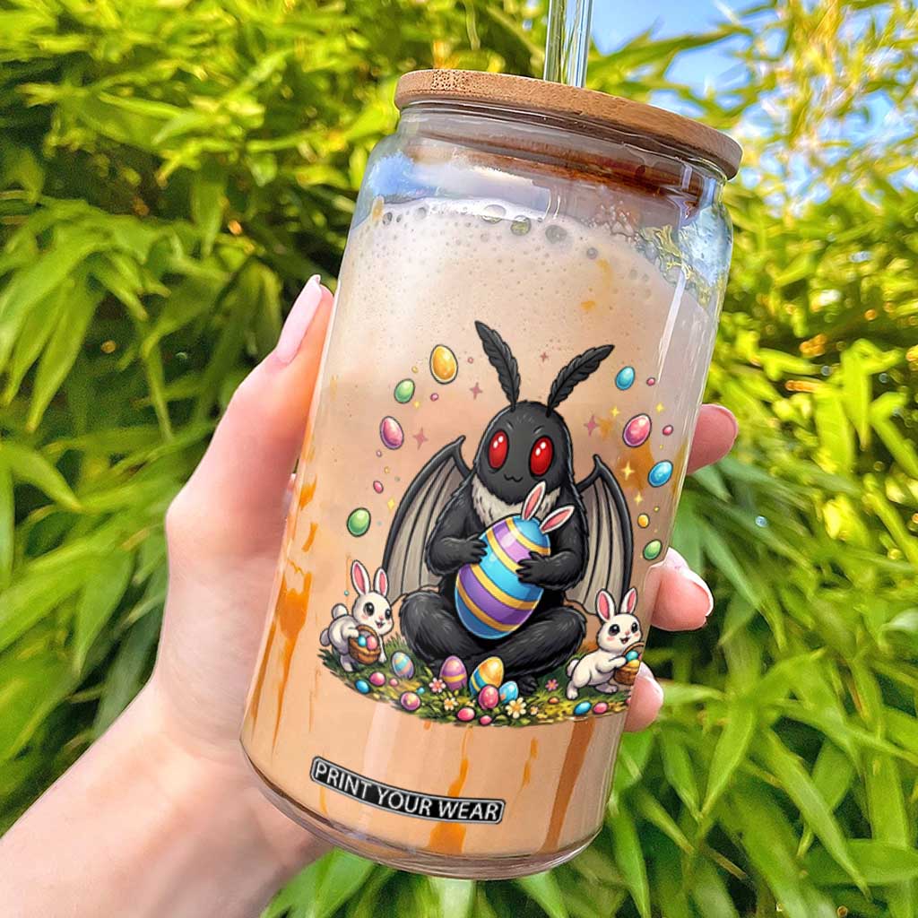 Mothman Easter Bunny Glass Can Funny West Virginia Cryptid Lover Gift TS12 Black Print Your Wear