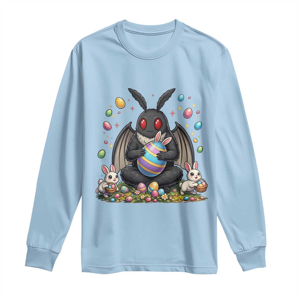 Mothman Easter Bunny Long Sleeve Shirt Funny West Virginia Cryptid Lover Gift TS12 Light Blue Print Your Wear