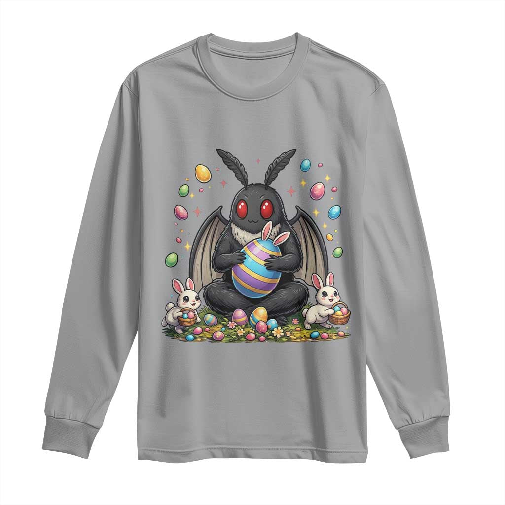 Mothman Easter Bunny Long Sleeve Shirt Funny West Virginia Cryptid Lover Gift TS12 Sport Gray Print Your Wear