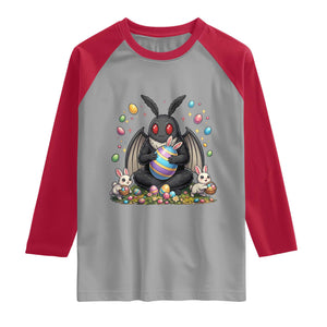 Mothman Easter Bunny Raglan Shirt Funny West Virginia Cryptid Lover Gift TS12 Sport Gray Red Print Your Wear