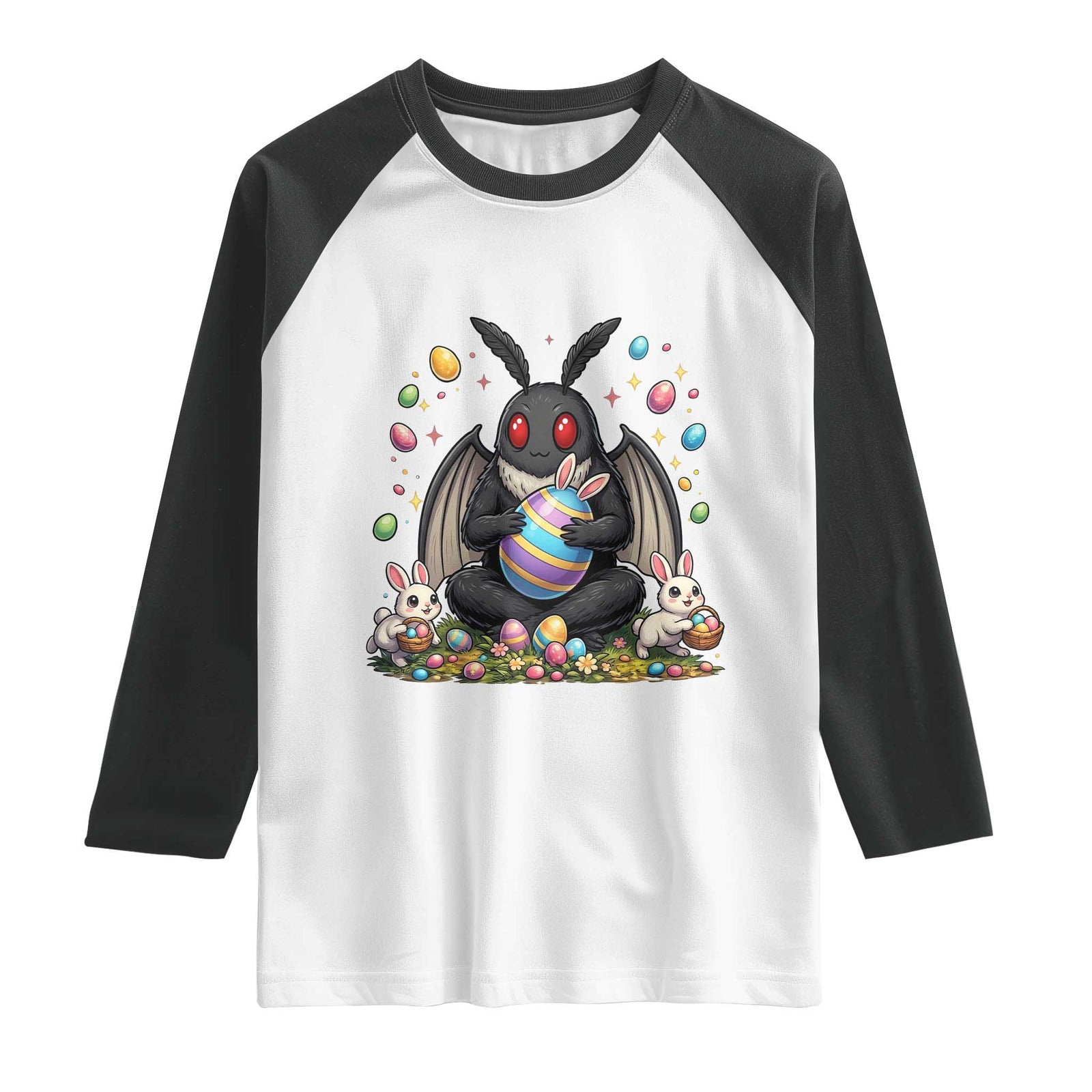 Mothman Easter Bunny Raglan Shirt Funny West Virginia Cryptid Lover Gift TS12 White Black Print Your Wear