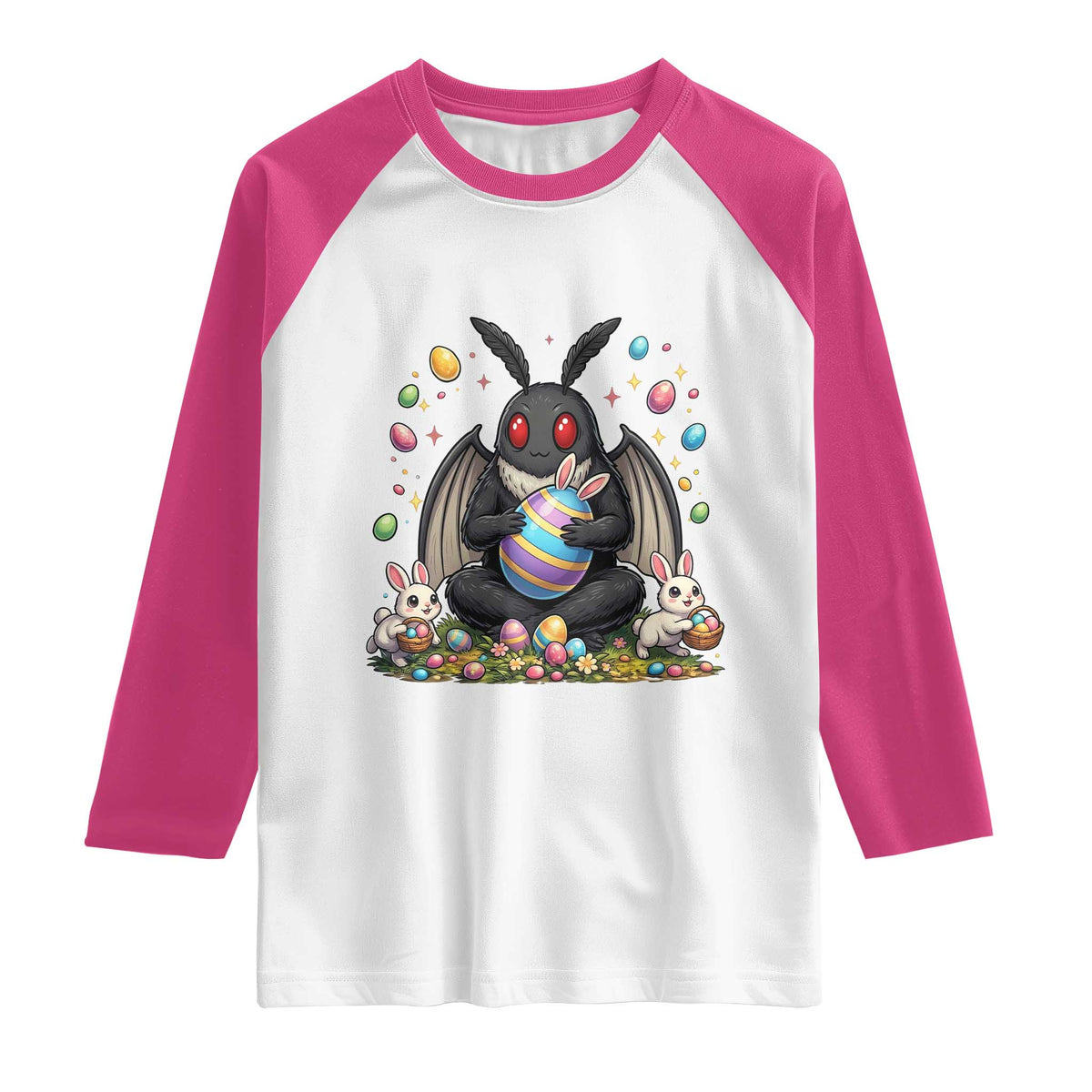 Mothman Easter Bunny Raglan Shirt Funny West Virginia Cryptid Lover Gift TS12 White Heliconia Print Your Wear