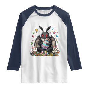 Mothman Easter Bunny Raglan Shirt Funny West Virginia Cryptid Lover Gift TS12 White Navy Print Your Wear