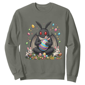 Mothman Easter Bunny Sweatshirt Funny West Virginia Cryptid Lover Gift TS12 Military Green Print Your Wear