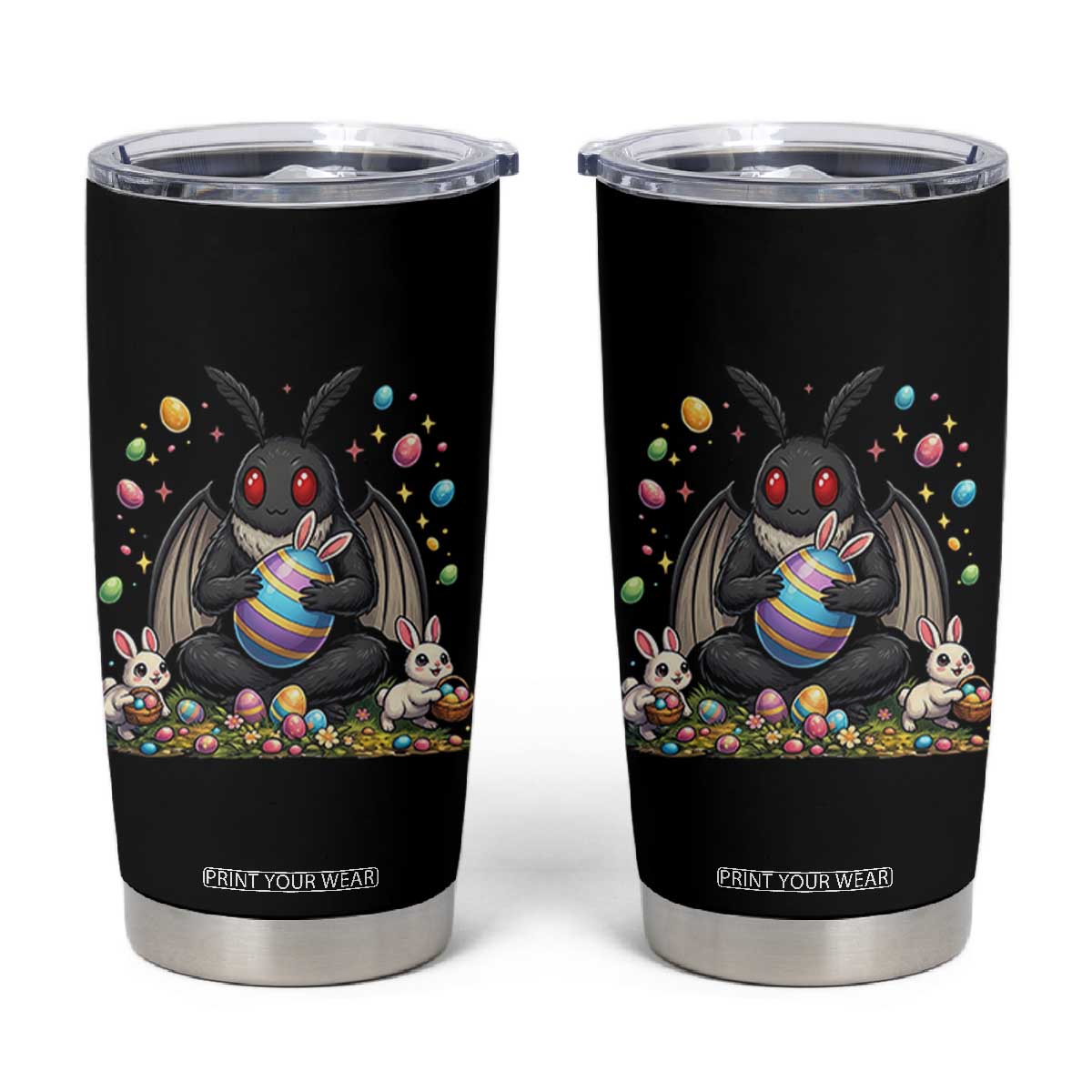 Mothman Easter Bunny Tumbler Cup Funny West Virginia Cryptid Lover Gift TS12 Black Print Your Wear