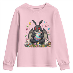 Mothman Easter Bunny Youth Sweatshirt Funny West Virginia Cryptid Lover Gift TS12 Light Pink Print Your Wear