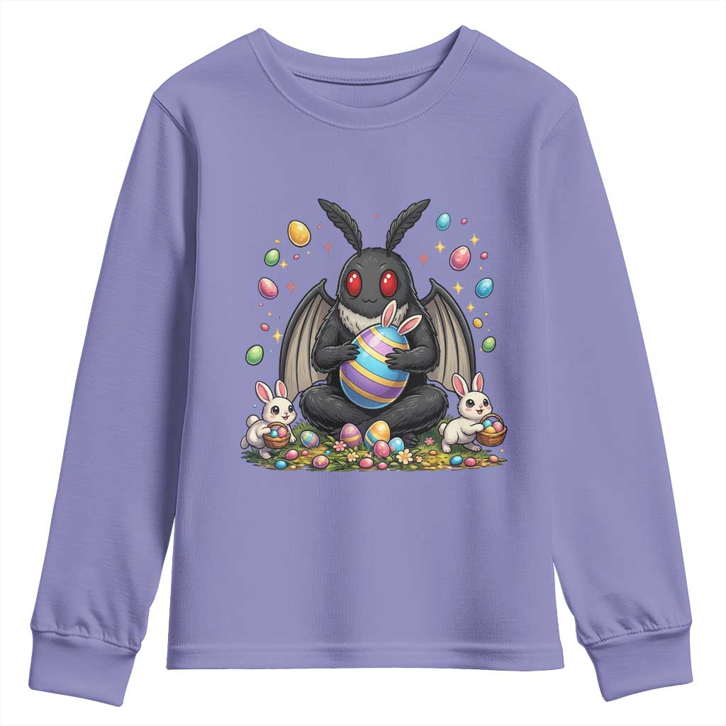 Mothman Easter Bunny Youth Sweatshirt Funny West Virginia Cryptid Lover Gift TS12 Violet Print Your Wear