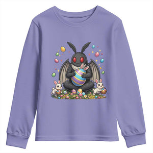 Mothman Easter Bunny Youth Sweatshirt Funny West Virginia Cryptid Lover Gift TS12 Violet Print Your Wear