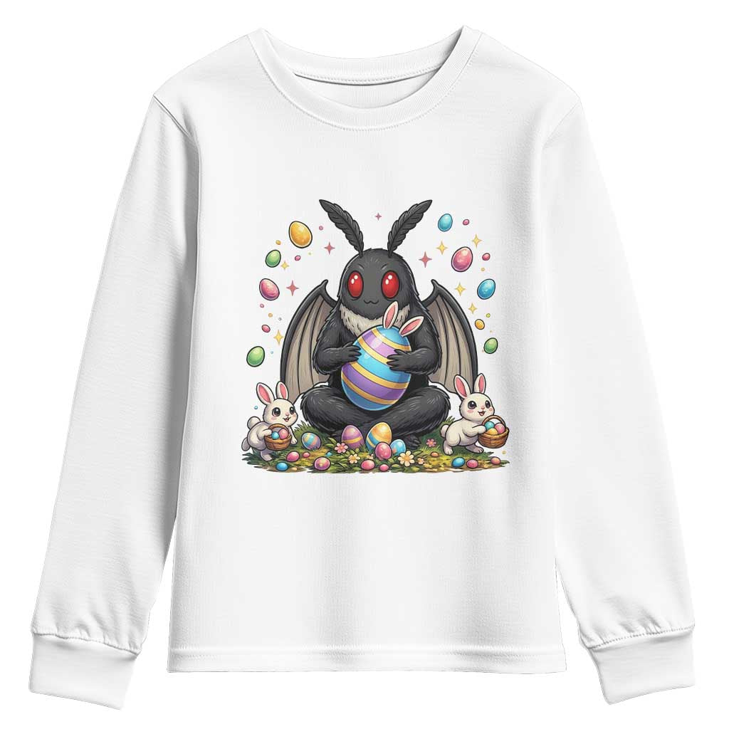 Mothman Easter Bunny Youth Sweatshirt Funny West Virginia Cryptid Lover Gift TS12 White Print Your Wear