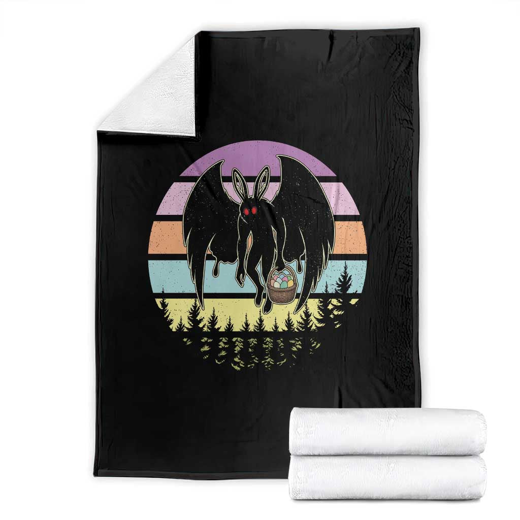 Retro Sunset Mothman Easter Egg Hunt Throw Blanket Cryptid Lover Gift TS12 Black Print Your Wear