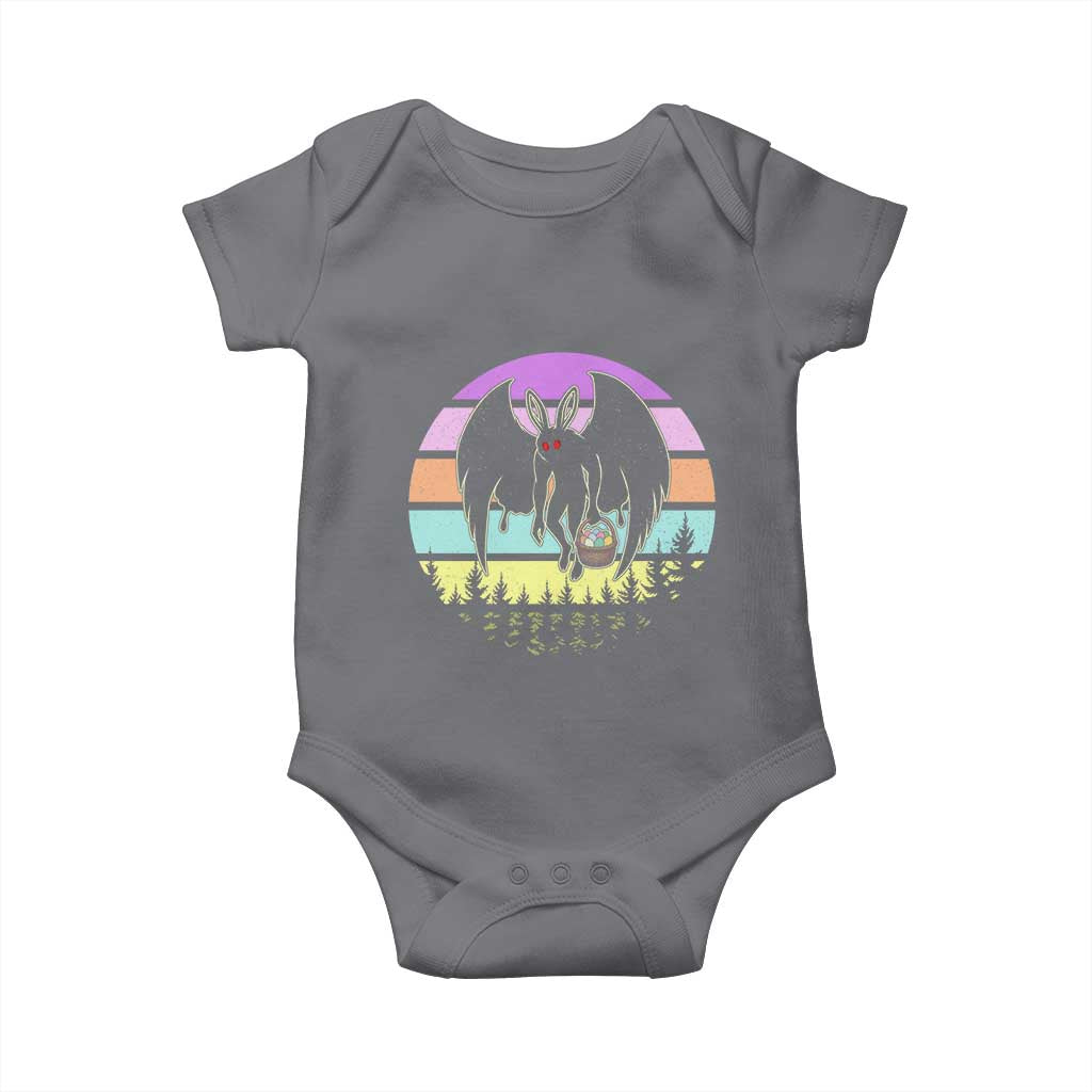 Retro Sunset Mothman Easter Egg Hunt Baby Onesie Cryptid Lover Gift TS12 Charcoal Print Your Wear