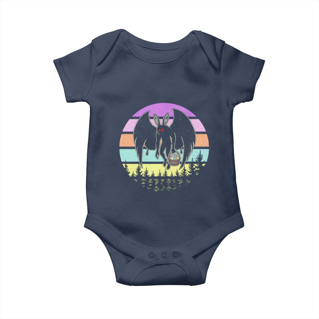 Retro Sunset Mothman Easter Egg Hunt Baby Onesie Cryptid Lover Gift TS12 Navy Print Your Wear