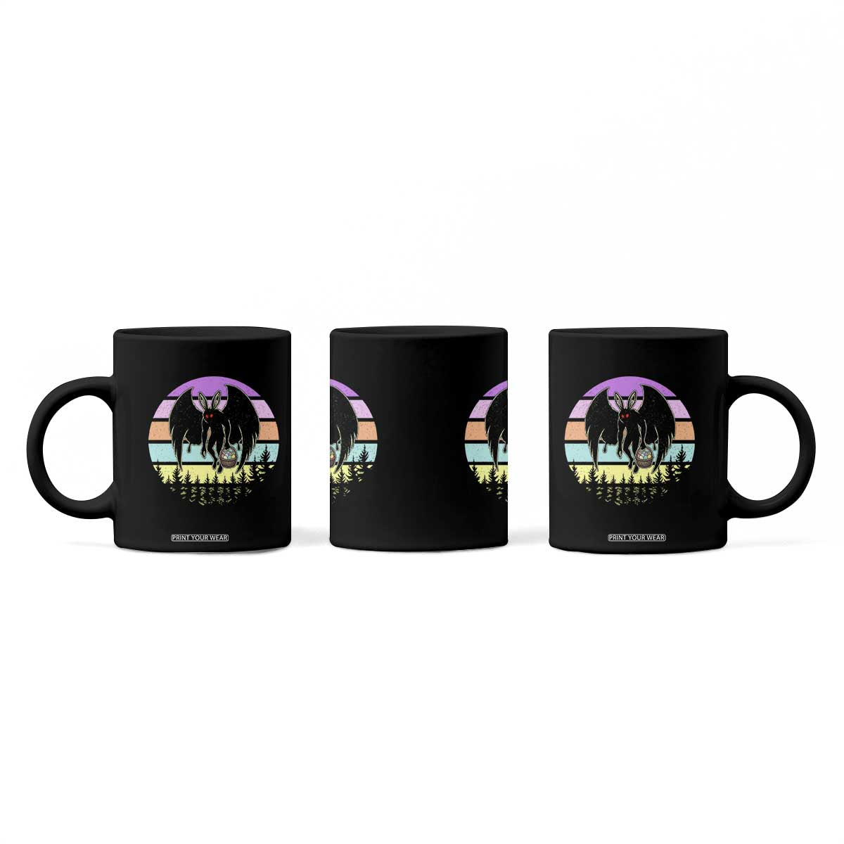 Retro Sunset Mothman Easter Egg Hunt Coffee Mug Cryptid Lover Gift TS12 Print Your Wear