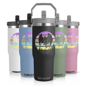 Retro Sunset Mothman Easter Egg Hunt Flip Straw Tumbler Cryptid Lover Gift TS12 Print Your Wear