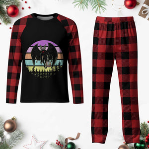 Retro Sunset Mothman Easter Egg Hunt Plaid Pajama Set Cryptid Lover Gift TS12 Buffalo Plaid Print Your Wear