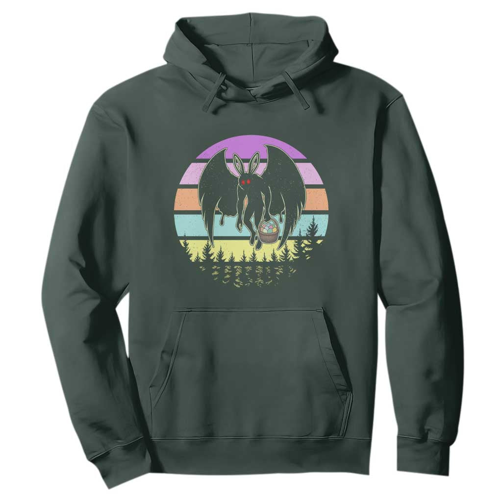 Retro Sunset Mothman Easter Egg Hunt Hoodie Cryptid Lover Gift TS12 Dark Forest Green Print Your Wear