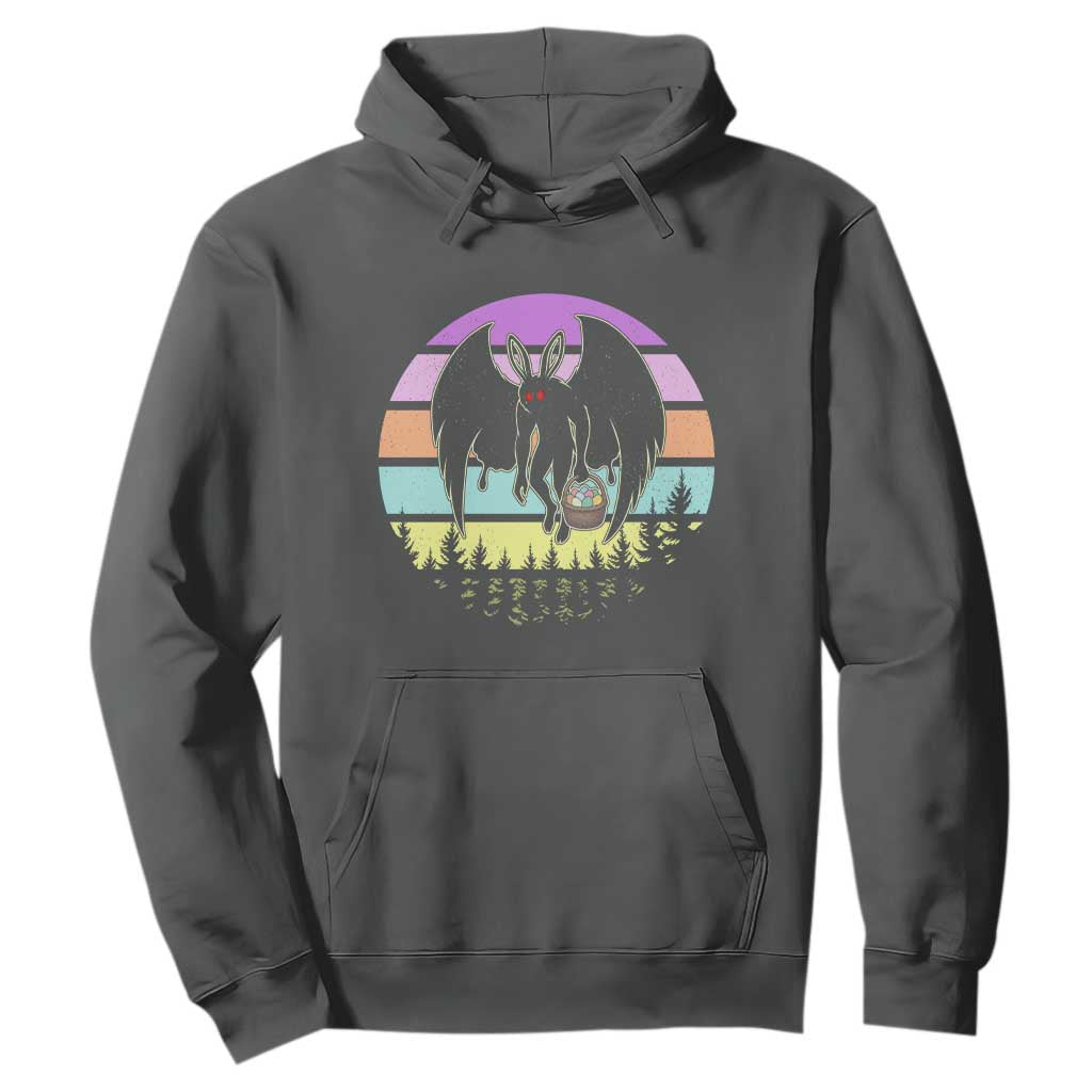 Retro Sunset Mothman Easter Egg Hunt Hoodie Cryptid Lover Gift TS12 Dark Heather Print Your Wear