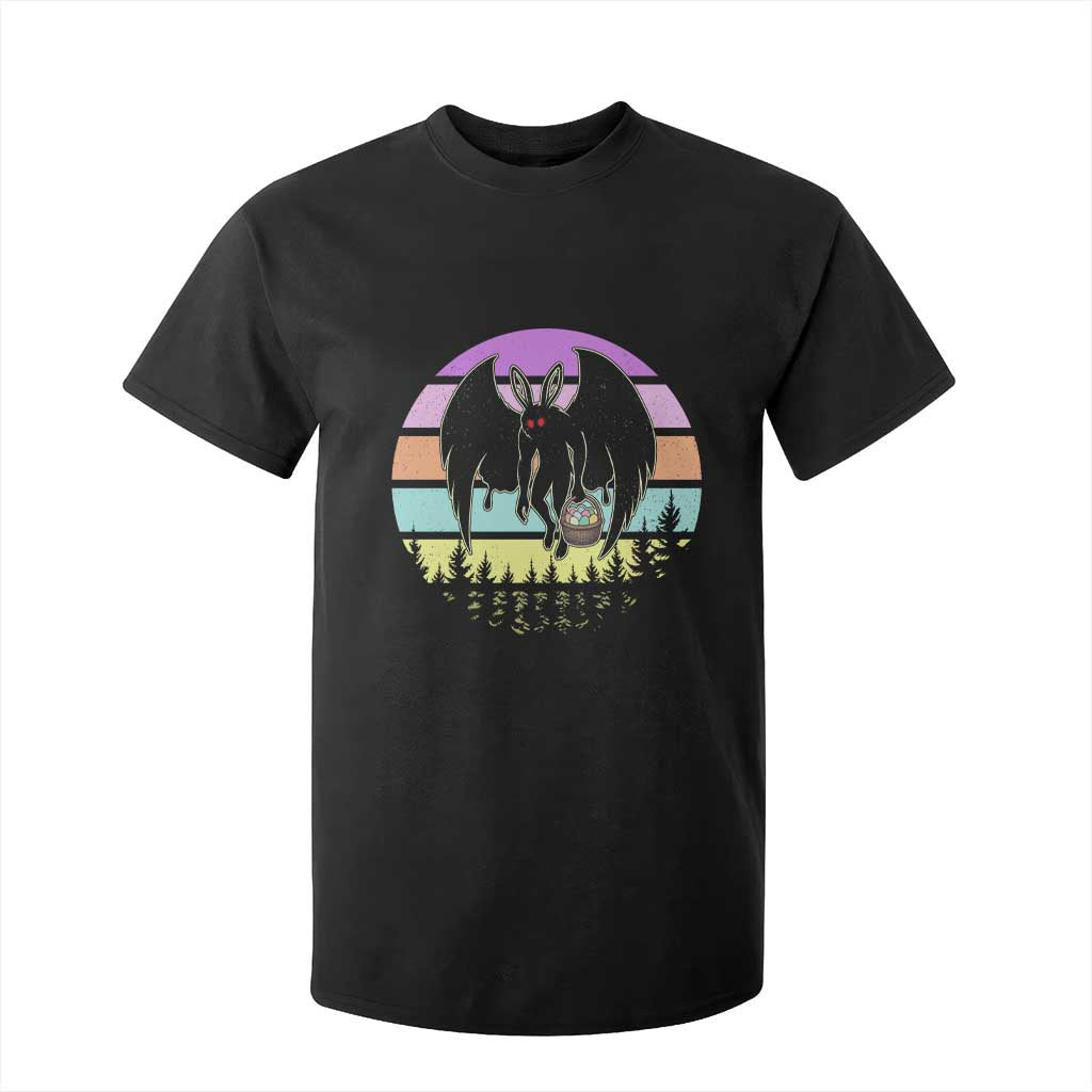 Retro Sunset Mothman Easter Egg Hunt T Shirt For Kid Cryptid Lover Gift TS12 Black Print Your Wear