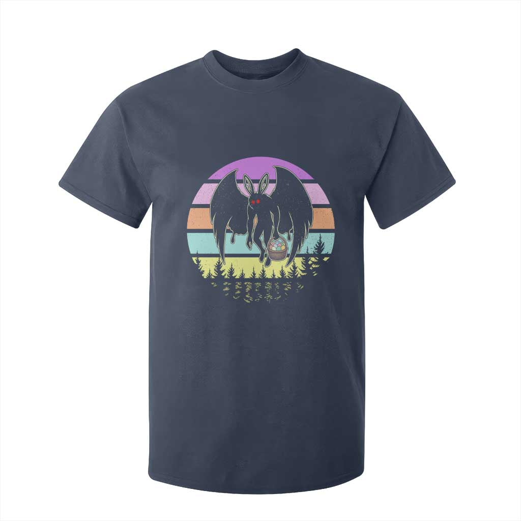 Retro Sunset Mothman Easter Egg Hunt T Shirt For Kid Cryptid Lover Gift TS12 Navy Print Your Wear
