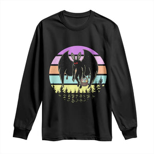Retro Sunset Mothman Easter Egg Hunt Long Sleeve Shirt Cryptid Lover Gift TS12 Black Print Your Wear