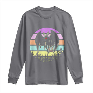 Retro Sunset Mothman Easter Egg Hunt Long Sleeve Shirt Cryptid Lover Gift TS12 Charcoal Print Your Wear