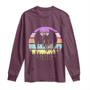 Retro Sunset Mothman Easter Egg Hunt Long Sleeve Shirt Cryptid Lover Gift TS12 Maroon Print Your Wear