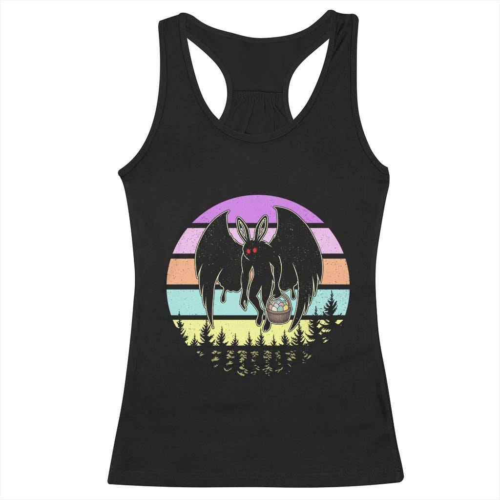 Retro Sunset Mothman Easter Egg Hunt Racerback Tank Top Cryptid Lover Gift TS12 Black Print Your Wear
