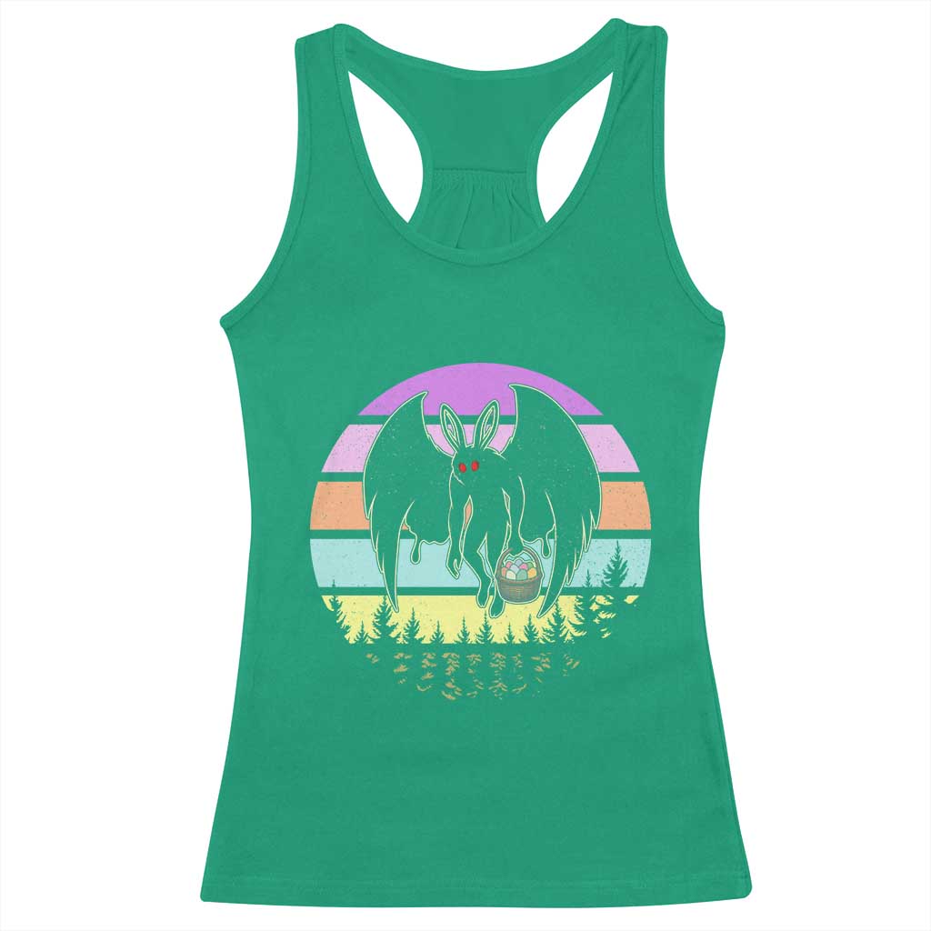 Retro Sunset Mothman Easter Egg Hunt Racerback Tank Top Cryptid Lover Gift TS12 Irish Green Print Your Wear